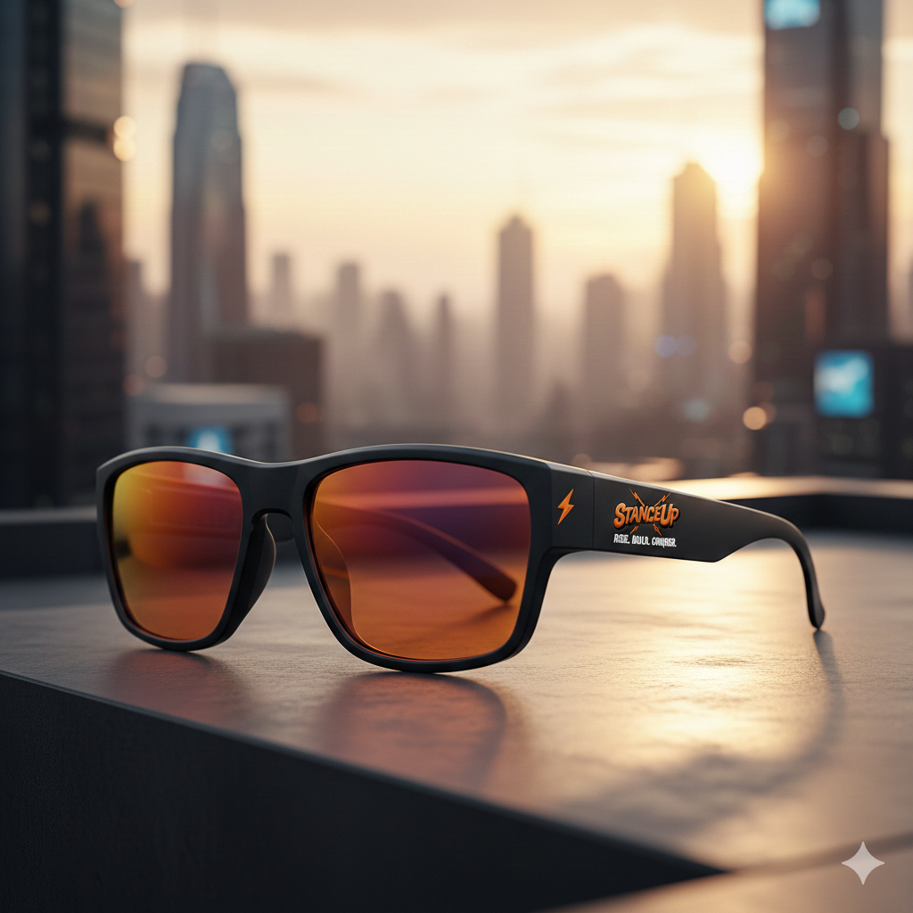 StanceUp "Ignite" Performance Sunglasses – Matte Black with Sunset Amber Lenses